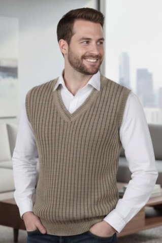 Vestă tricotată pentru bărbați Laos BB bej