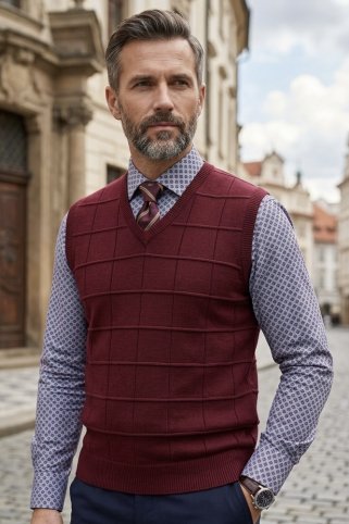 Moški pleten brezrokavnik Asan – bordo