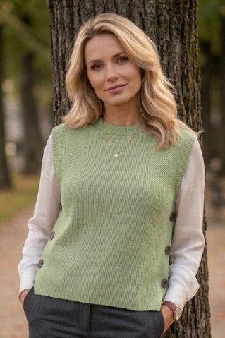 Ženski pleten brezrokavnik zelena