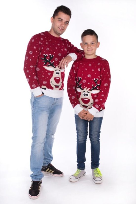 Muški crveni božićni pulover s jelenom – Sobik-KOPIE