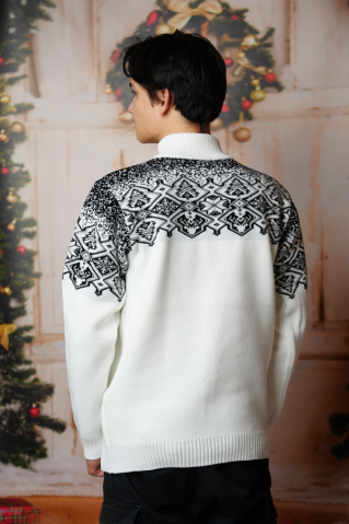 Pánský bílý norský svetr 1/4 zip – Winti-Z