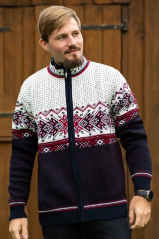 Męski granatowy norweski sweter Igor-AZ