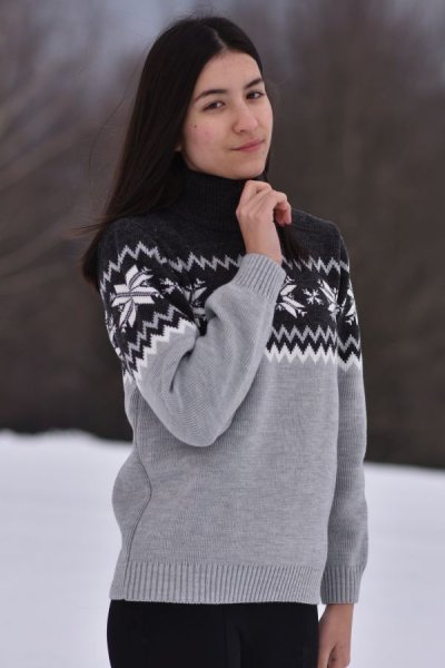 Női gyapjú pulóver Petra-Z szürke