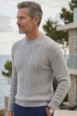Muški pulover Crim s pletenim uzorkom – sivi | Ewident