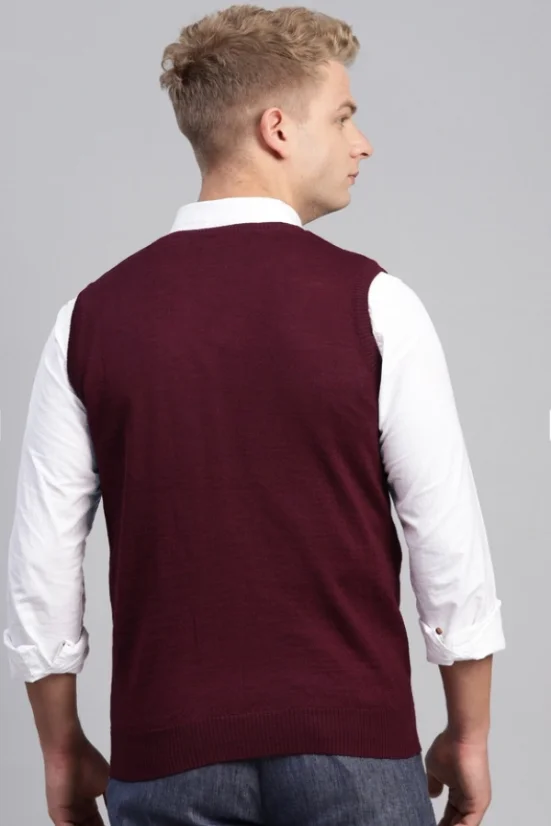 Pleteni glatki prsluk JVP2037BB bordo