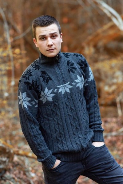 Pánský pulovr se šálovým límcem Apro