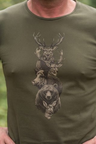 Detail zeleného poľovníckeho trička Ewident Topfive s krátkym rukávom