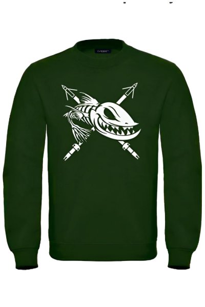 Horgász pulóver Fish1 zöld mintával