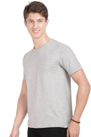 Men's grey T-shirt, 92% cotton – 8% elastane