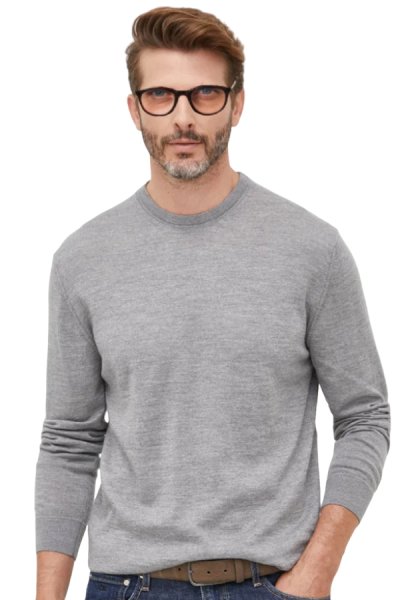 Jednofarebný bavlnený pulóver sivá
