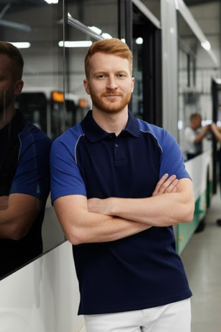 Modra polo majica s kratkimi rokavi 44226