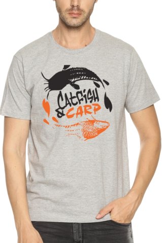 Catfishandcarp póló 100% pamut szürke