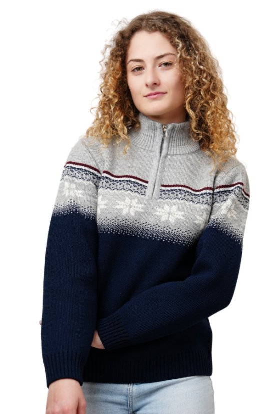 Ženska siva norveška vunena pletena jakna Nolana-Z