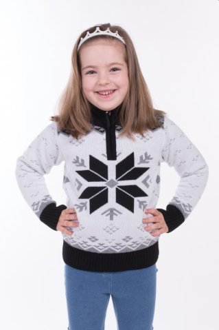 Detský biely sveter s nórskym vzorom – Gracio-Z
