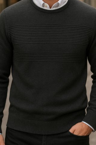 Einfarbiger Baumwollpullover Graphit PAUL