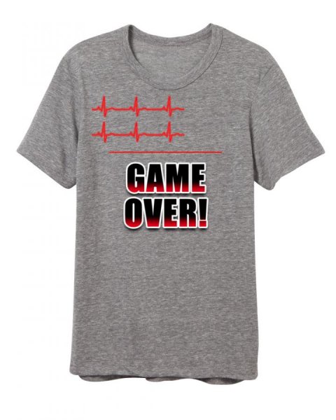 Pánske tričko Game Over sivá