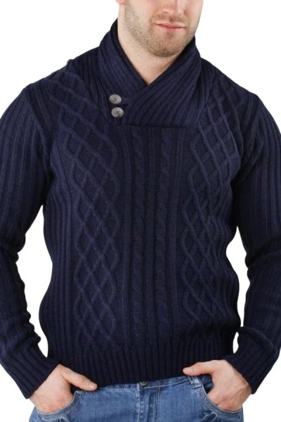 Férfi kötött pulóver KONGO kék