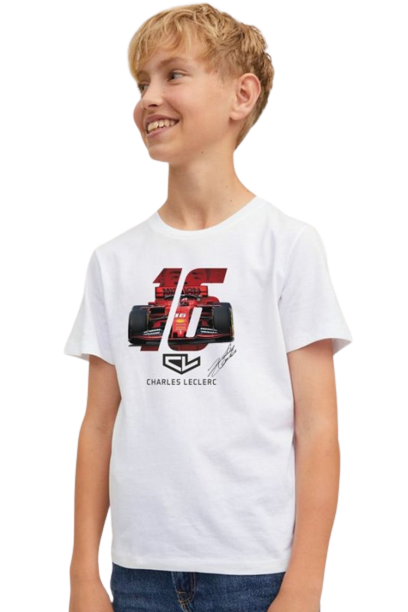 Tricou pentru copii Leclerc F1 alb