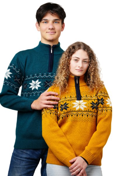 Pánsky sveter s nórskym vzorom Miro Z petrol
