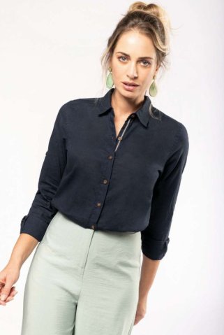 Cămașă de damă cu mâneci lungi 44589 bleumarin