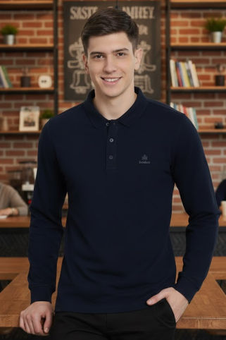 Muška polo majica dugih rukava Ewident 44256 navy