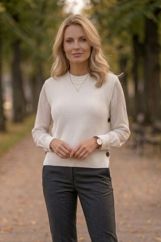 Ženski pleteni prsluk natur