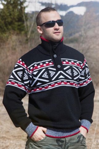 Nórsky čierny pánsky sveter na zapínanie - Kleo