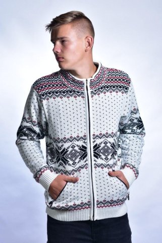 Nórsky biely sveter s vreckami z vlny Orio-Az