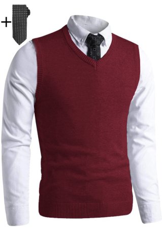 Pletená hladká vesta P2037BB bordová