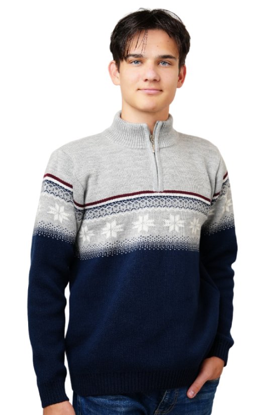 Sivi norveški vuneni pulover Nolan-Z
