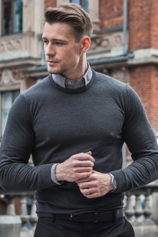 Pulover din bumbac monocrom grafit