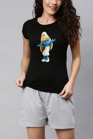 Krótka piżama damska Smurfpyz czarna