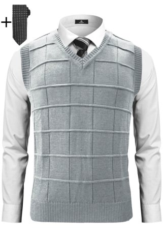 Moški pleten brezrokavnik z bombažem Ewident Neon BB – Svetlo siv melange