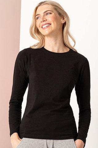 Damen-Unterhemd mit langen Ärmeln 22152X Schwarz