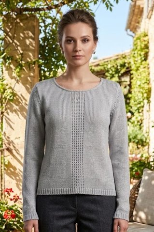 Ženski pulover z nežnim vzorcem na sprednji strani