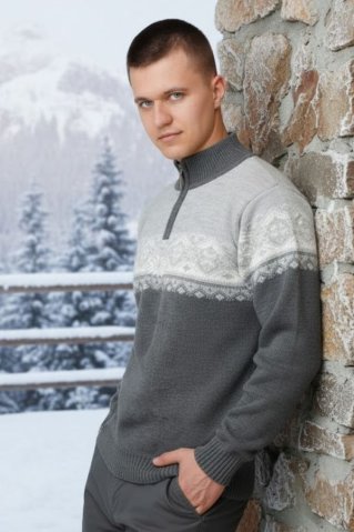 Pánský norský svetr Ignac-Z grafit