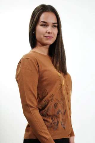 Női kardigán JVP9335 barna