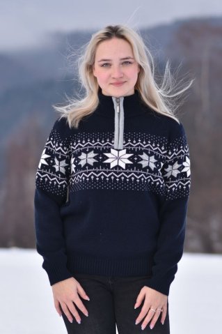 Ciemny niebieski damski norweski sweter – Mira