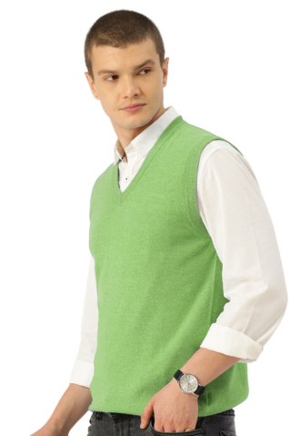 Gestrickte glatte Weste P2037BB lime