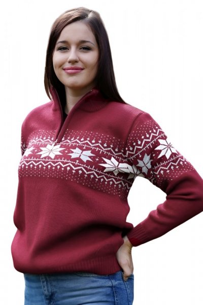 Norveški pulover s trojanskim ovratnikom Mira-Z bordo