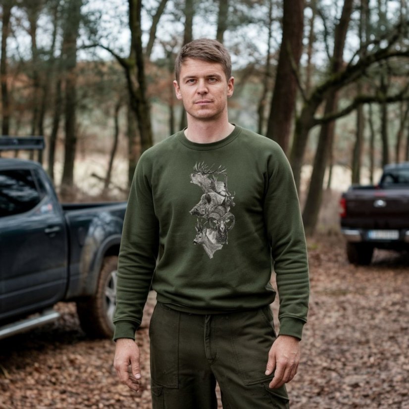 Sweatshirt for Hunters with Print WILD2 Green
