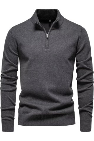 Muški pulover s kratkim zatvaračem grafit