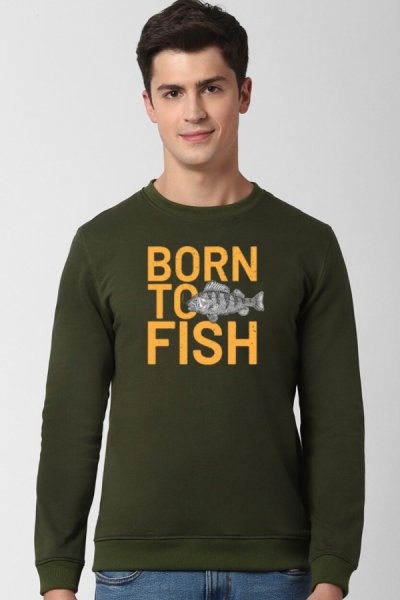 Borntofish zöld nyomott férfi pulóver horgászoknak
