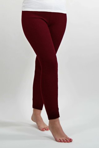 Damen Gestrickte Leggings Bordeaux
