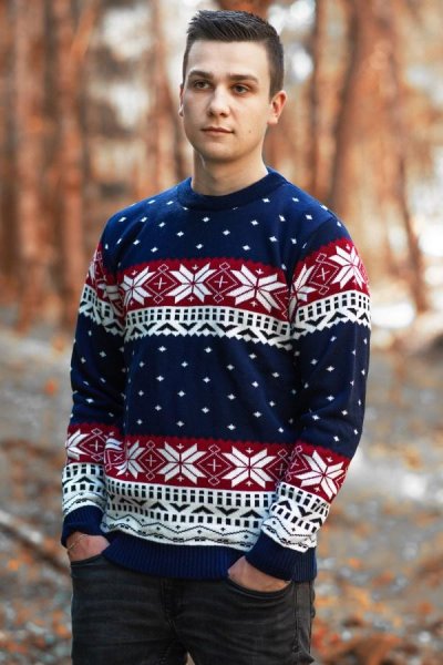 Norvég Ali mintás férfi pulóver