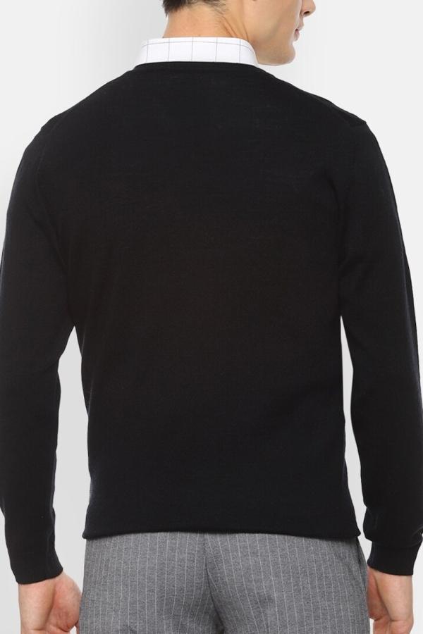 Egyszínű pamut pulóver fekete P2037B