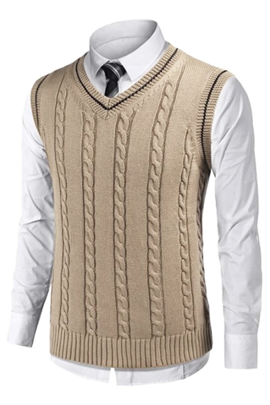 Muški bež pleteni prsluk | Ewident