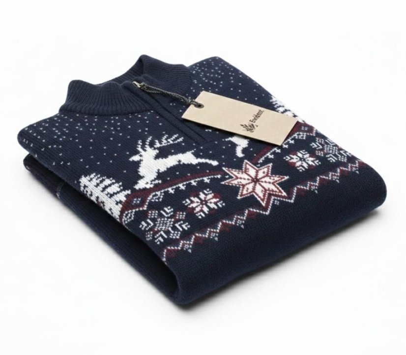 Muški džemper s jelenom Oliver-Z plavi | Zimski džemper | Ewident