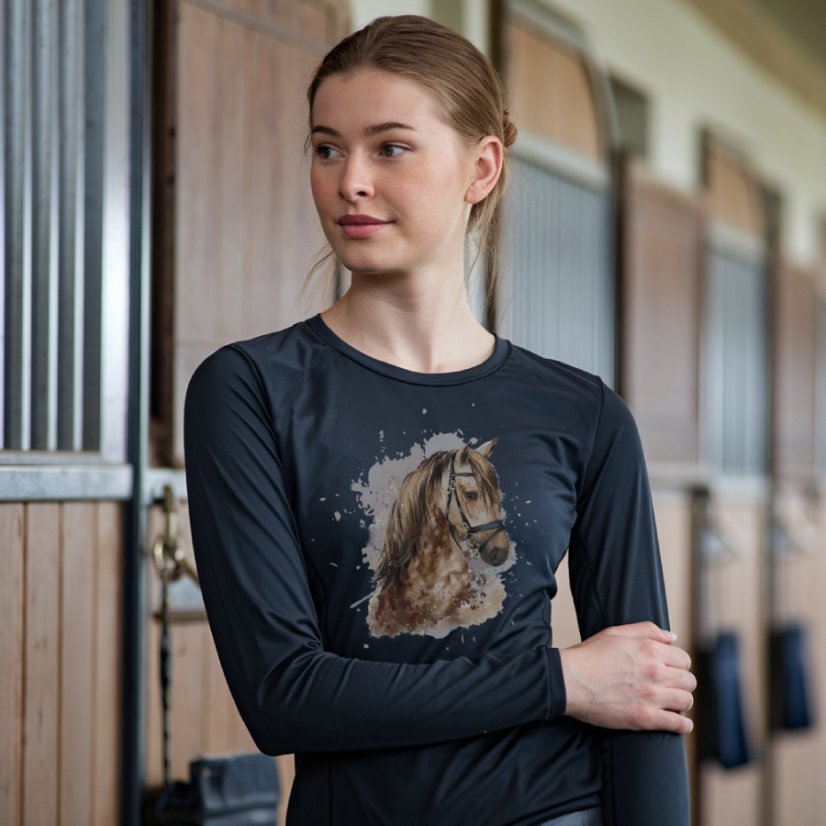 Ženska majica s motivom konja – crna