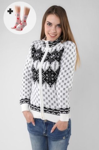 Stylowy biały damski sweter zimowy – norweski design Kena-Az